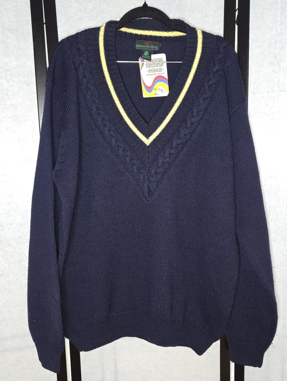 Abercrombie & Fitch Vintage Wool Loose Knit Collegiate Navy Large Preppy Sweater